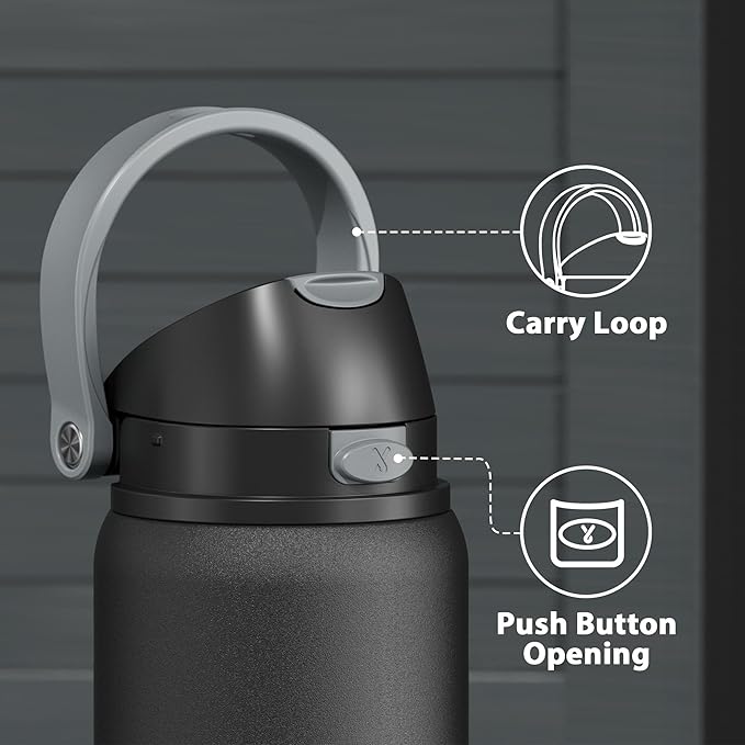 32 oz Insulated Water Bottle for Sports: Meoky Stainless Steel Water Bottle with 2-in-1 Straw and Spout Lid - Leak Proof, Cold for 24 Hours, Protective Silicone Base, BPA-Free for Gym, Night - Image 6