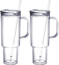 MEWAY 40 oz Acrylic Tumbler with Handle and Straw Lid，Double Wall Vacuum Reusable plastic Water Bottle Travel Mug Cup，Classic Tumblers Cupholder Friendly (2 Pack) by MEWAY