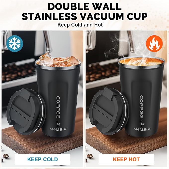 MOMSIV 17oz Travel Mug, Insulated Coffee Cup with Leakproof Lid, Vacuum Stainless Steel Double Walled Reusable Tumbler for Hot and Cold Water Coffee and Tea In Travel and Car - Image 3