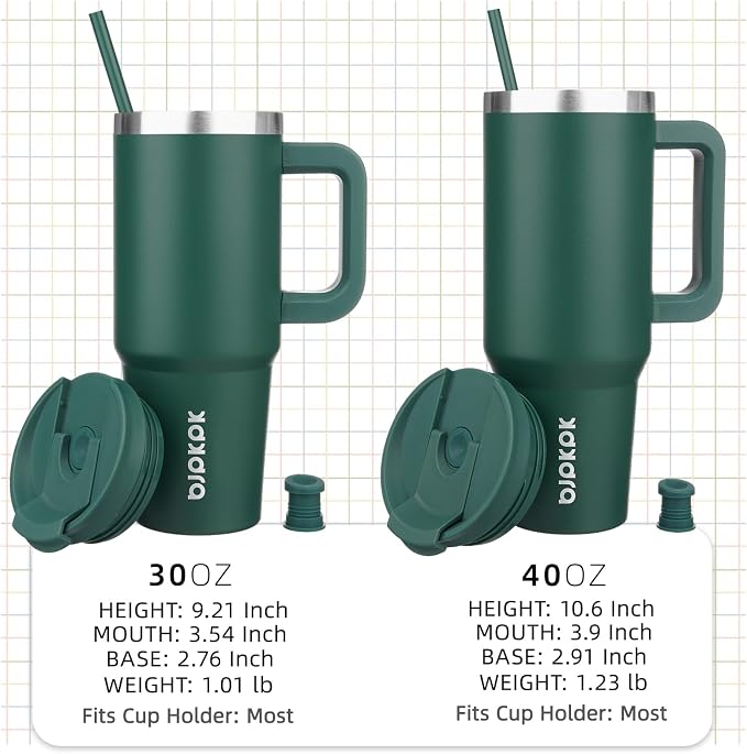 BJPKPK Insulated Tumblers With Handle And Straw 30 oz Stainless Steel Tumbler Cups With Lid,Army Green - Image 4