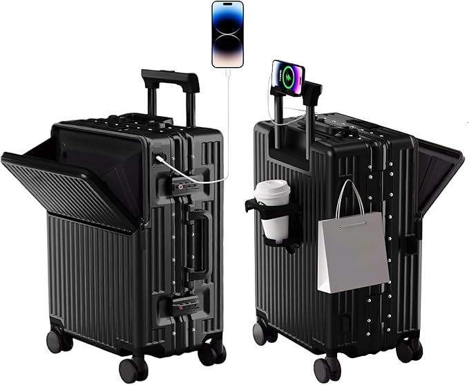 Zipperless Luggage, Polycarbonate Aluminum Hardshell, Expandable Carry-On by cycyCarry