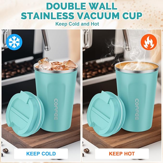 CS COSDDI 12 oz Stainless Steel Vacuum Insulated Tumbler - Coffee Travel Mug Spill Proof with Lid - Coffee Cups for Keep Hot/Ice Coffee,Tea and Beer - Image 4
