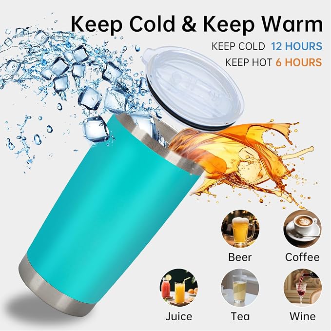 IEOVIEE 32 Pack, 20oz Stainless Steel Bulk Tumblers with Lids and Straws, Double Wall Insulated Travel Coffee Mug, Durable Powder Coated Tumbler Bulk Cup for Cold and Hot Drinks (Light Green) - Image 6