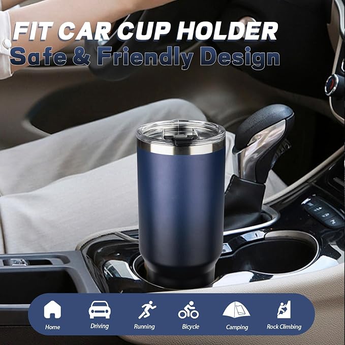 40 oz Tumbler with Lids and Straws, Stainless Steel Insulated Coffee Tumbler, Double Wall Vacuum Insulated Travel Mug Cup, Leakproof Thermal Coffee Cup for Hot and Cold Drinks (Indigo Black) - Image 6