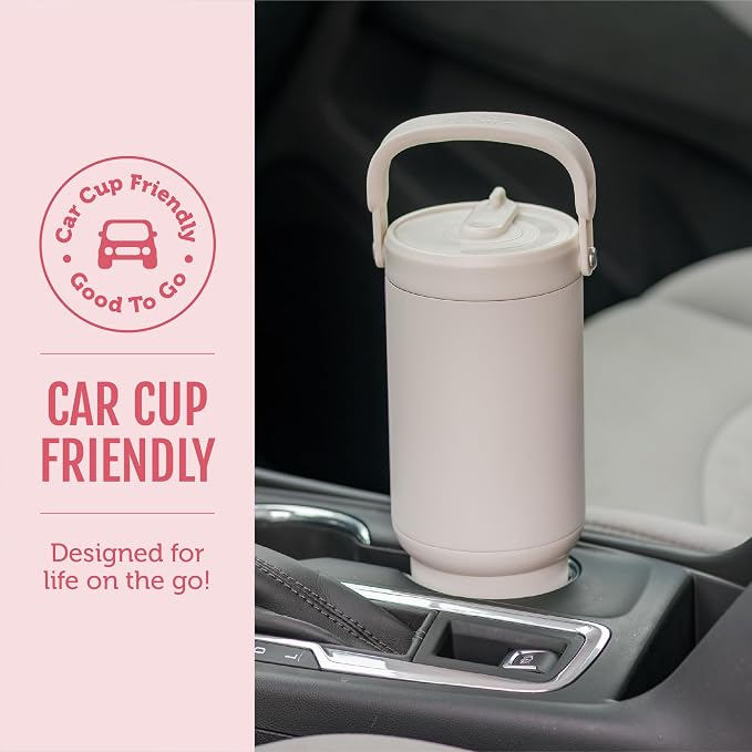 Ello Oasis Go+ 26oz Tumbler with Top Handle and Retracting Straw | Reusable Insulated Stainless Steel Cup, 100% Leakproof Water Bottle, 24 Hours Cold, Cup Holder Friendly For Travel | Cherries Jubilee - Image 4