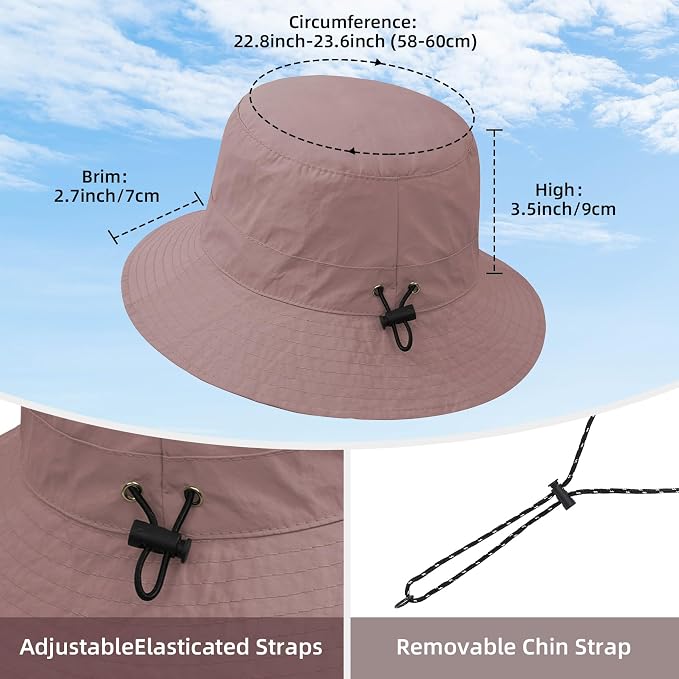 Durio Waterproof Bucket Hats for Woman UPF 50+ Sun Hat UV Protection Packable - Image 3