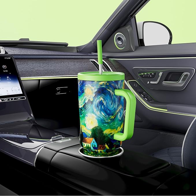 Meoky 40 oz Tumbler with Handle and Straw: Stainless Steel Insulated Tumbler with Lid and Straw - 100% Leak Proof Tumbler for Car Cup Holders - Travelers Commuters Workers, Cottage - Image 5