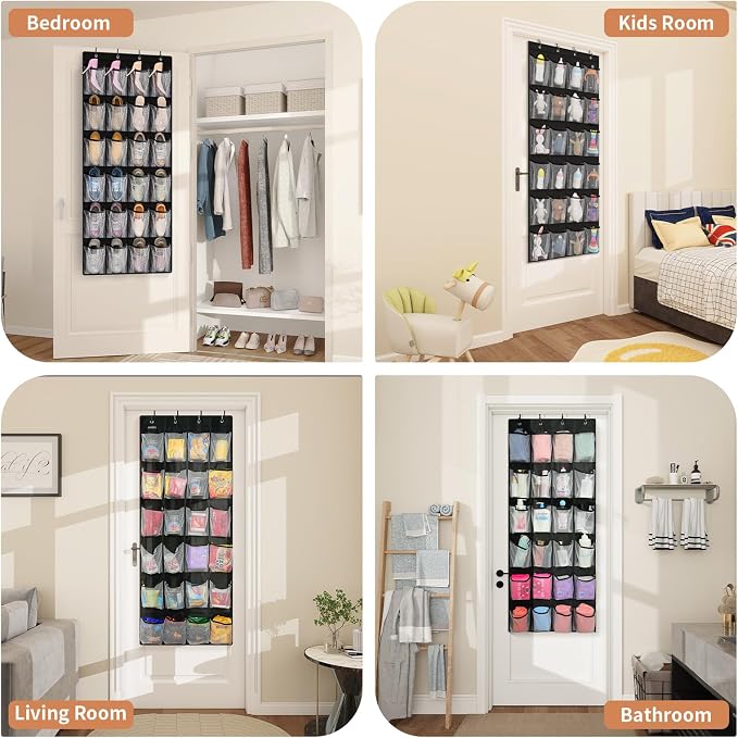 FENTEC 2 Pack Large Over The Door Shoe Organizer, 24 Pockets Mesh Hanging Shoe - Image 5