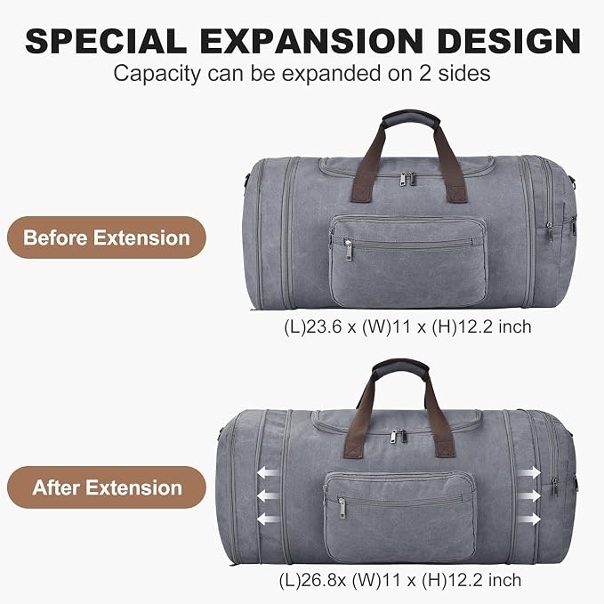 Felipe Varela 60L Duffle Bag for Men, Large Expandable Canvas Duffel Bag for - Image 2