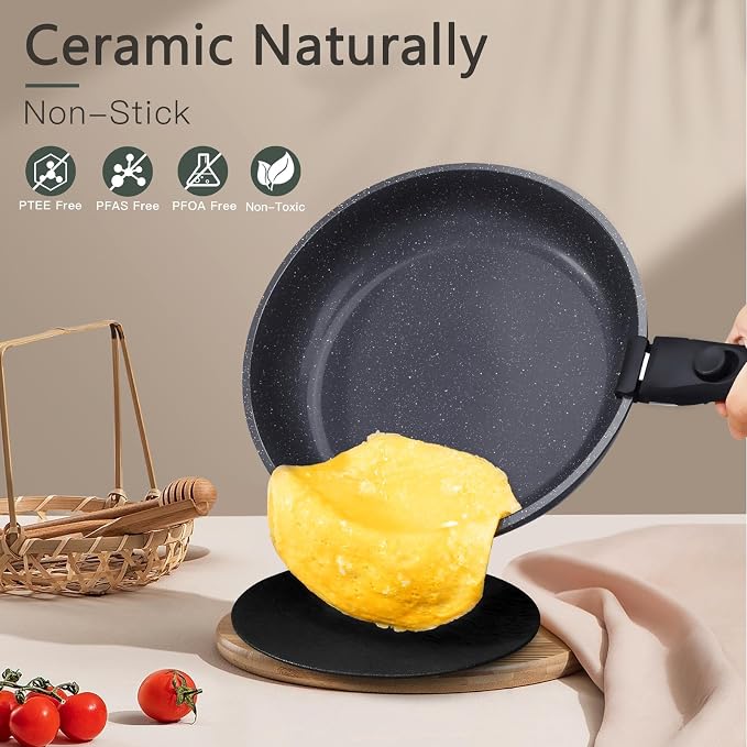 GiPP Ceramic Pots and Pans Set Non Stick, 11 Piece Nonstick Detachable Handle - Image 7
