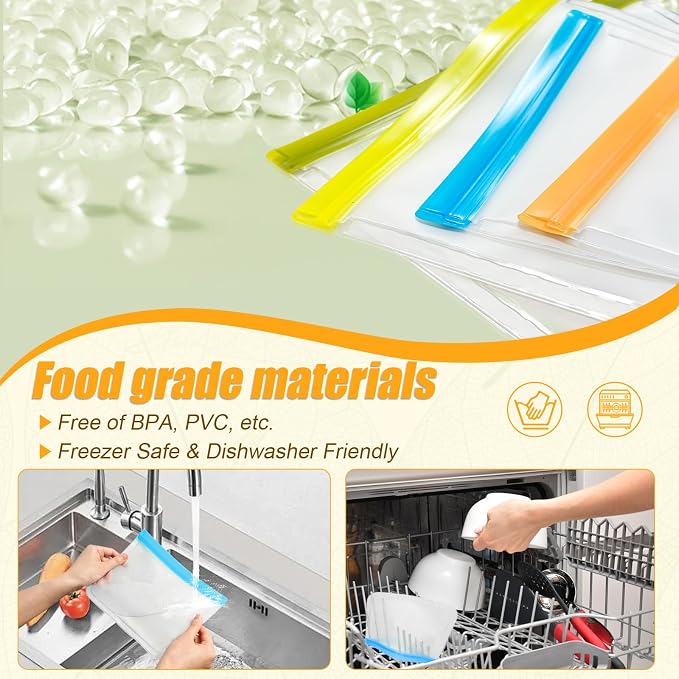 Reusable Silicone Food Storage Bags, 10 Pack 4 Size Leak proof Dishwasher Safe - Image 5