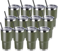 DOMICARE 30 oz Tumbler with Lid and Straw, Stainless Steel Tumblers Bulk, Insulated Vacuum Double Wall Travel Coffee Mug, Durable Powder Coated Tumbler Cups (Army Green, 12) by VisittheDOMICARE
