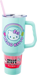 Silver Buffalo Sanrio Hello Kitty Kawaii Strawberry, Pineapple, and Rainbows Stainless Steel Tumbler with Handle and Straw, Fits in Standard Cup Holder, 40 Ounces (Pack of 12) by SilverBuffalo