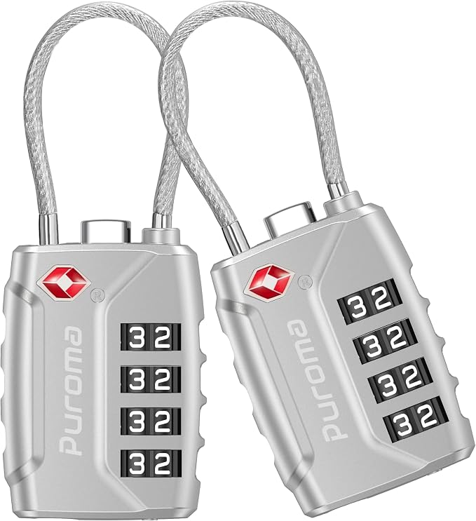 Puroma 2 Pack TSA Approved Luggage Lock, 4 Digit Combination Travel Locks by Puroma