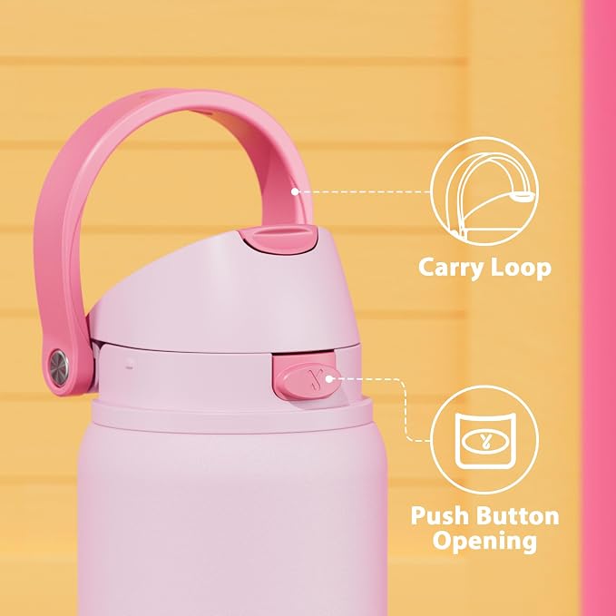 32 oz Insulated Water Bottle for Sports: Meoky Stainless Steel Water Bottle with 2-in-1 Straw and Spout Lid - Leak Proof, Cold for 24 Hours, Protective Silicone Base, BPA-Free for Women Gym, Blush - Image 6