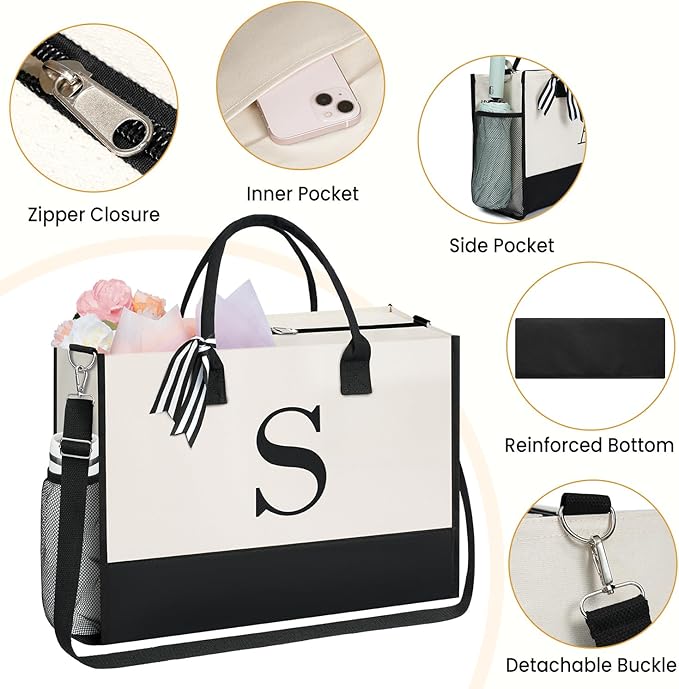 BAGAIL Initial Tote Bag, Personalized Birthday Gifts - Image 6