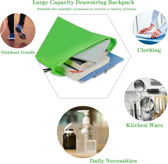 42 Pcs Drawstring Backpack Bags Sack Pack Cinch Tote Sport Storage Polyester Bag - Image 7