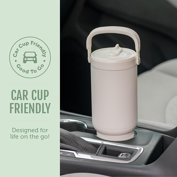 Ello Oasis Go+ 26oz Tumbler with Top Handle and Retracting Straw | Reusable Insulated Stainless Steel Cup, 100% Leakproof Water Bottle, 24 Hours Cold, Cup Holder Friendly For Travel | Jadeglow - Image 4