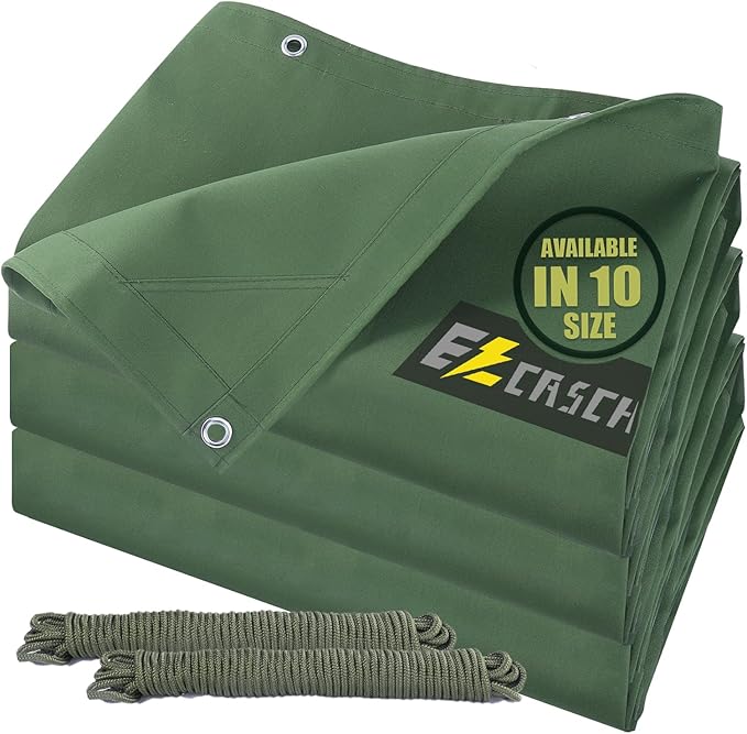 12’x20’ Canvas Tarps Heavy Duty Waterproof Tarpaulins by Ezcasch
