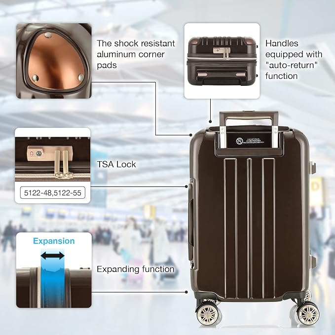 LEGEND WALKER Hardside Expandable Zipper Luggage, 5122-55-CB - Image 3