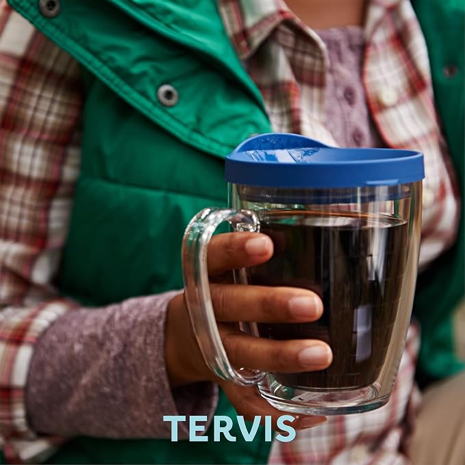 Tervis Clear & Colorful Lidded Made in USA Double Walled Insulated Tumbler Travel Cup Keeps Drinks Cold & Hot, 16oz Mug, Clear Lid - Image 7