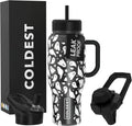 Coldest Tumbler with Handle and Straw - 100% Leak Proof Insulated Tumbler with Lid and Straw (3 Lids) - Stainless Steel Tumblers for Women & Men - Cup Holder Friendly Base, 36 oz (Ghosts) by Coldest