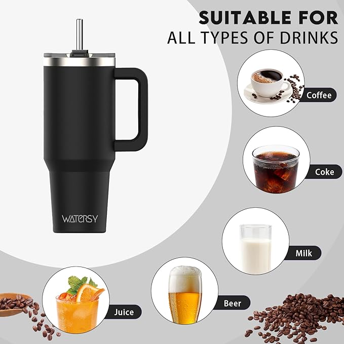 20 oz Tumbler with Handle,Tumbler with Lid and Straw,Double Wall Insulated Cup Stainless Steel Travel Mug(Cold for 34 Hours),Water Bottle for Iced Tea,Coffee,Cold Beverages(Black) - Image 6
