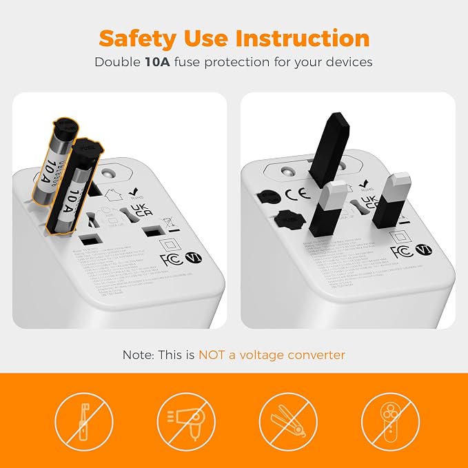 TESSAN Universal Travel Adapter, Power Adapter Worldwide - Image 6