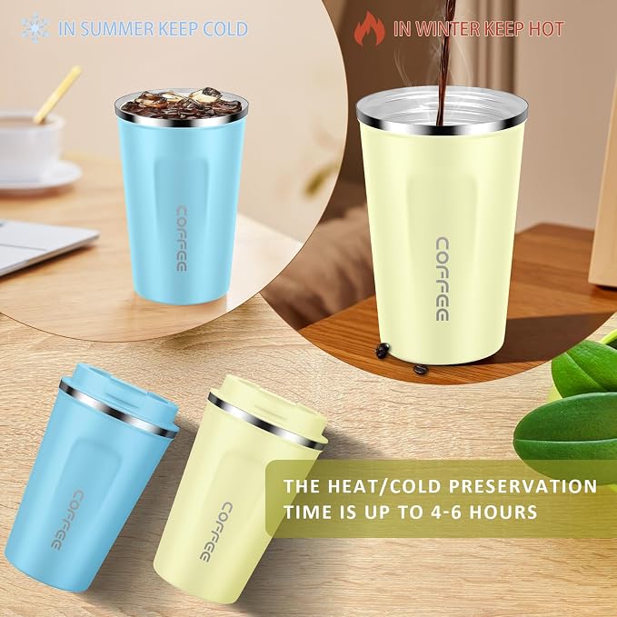 CS COSDDI 12 oz Stainless Steel Vacuum Insulated Tumbler - Coffee Travel Mug Spill Proof with Lid - Coffee Cups for Keep Hot/Ice Coffee,Tea and Beer - Image 4