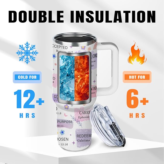 Christian Gifts for Women, 40 oz God Says You Are Tumbler with Handle, Inspirational Religious Birthday Gifts for Faith Cup, Christian Spiritual Catholic Jesus Bible Pastor Prayer Gifts for Christmas - Image 5
