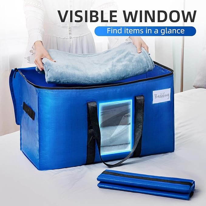 TAILI Extra Large Moving Bags, 2 Pack Blue Heavy Duty Totes - Image 3