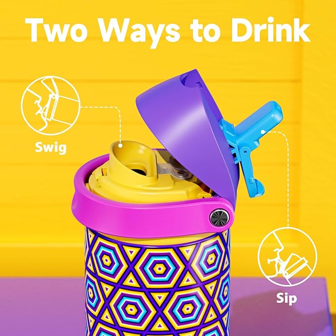 24 oz Insulated Water Bottle for Women: Meoky Stainless Steel Water Bottle with Holder and Shoulder Strap - Leak Proof, Cold for 24 Hours, Protective Silicone Base, BPA-Free for Travel Gym, Neon Beat - Image 3