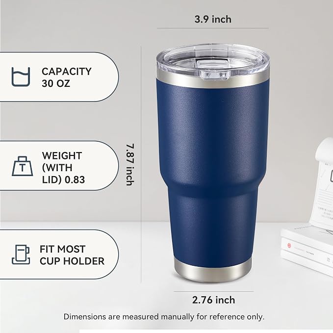 30 oz Tumbler with Lid Stainless Steel Tumblers Bulk Vacuum Insulated Cup Reusable Powder Coated Travel Mug Double Wall Leak Proof Cups Keep Cold Drinks for 12 Hours Navy, Set of 12 - Image 4