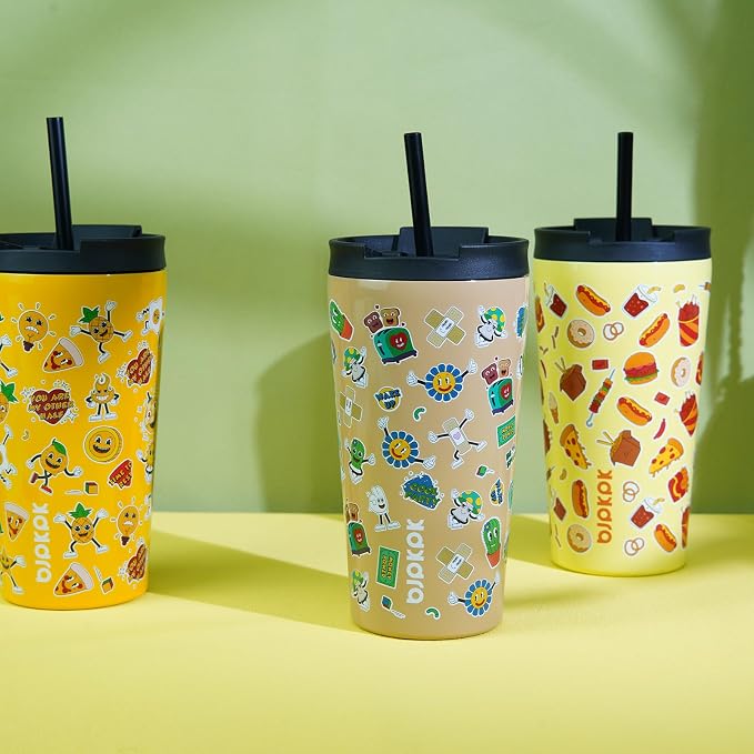 BJPKPK 18oz Tumbler With lid And Straw Stainless Steel Travel Coffee Mug Insulated Tumblers Cups,Spring Party Brown - Image 5