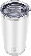 WETOWETO 20oz Insulated Stainless Steel Tumbler, Double Wall Vacuum Leak-proof Travel Coffee Mug, Powder Coated Water Cup (White, 1 Pack) by Wetoweto