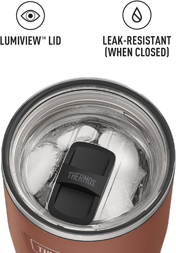 THERMOS ICON SERIES, Stainless Steel Cold Tumbler with Slide Lock, 24 Ounce, Saddle - Image 5