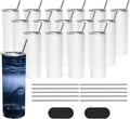 AGH 50 Pack Sublimation Tumblers Blank 20 OZ Straight Skinny Tumbler with Metal Straw, Stainless Steel Double Wall Insulated Tumbler for Tumbler Press Machine by AGoodHopeforYou