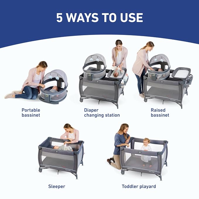 Graco Pack ’n Play Travel Dome LX Playard – Raised Portable Bassinet, UV‑50 - Image 6