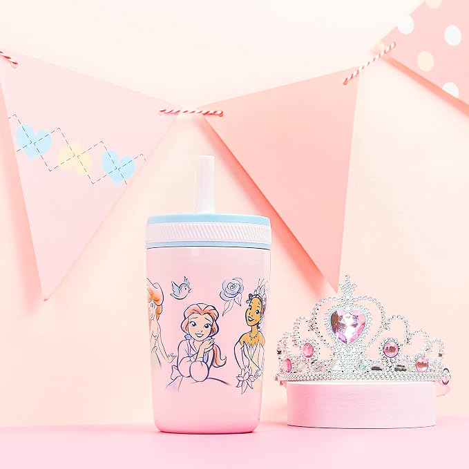 Zak Designs Disney Princess Kelso Toddler Cups For Travel or At Home, 12oz Vacuum Insulated Stainless Steel Sippy Cup With Leak-Proof Design For Kids (Ariel, Belle, Cinderella, Mulan, Tiana) - Image 2