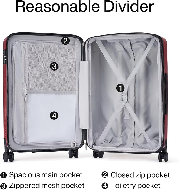 Hanke 24 Inch Expandable Checked Luggage Lightweight PC Hard Case Luggage - Image 7