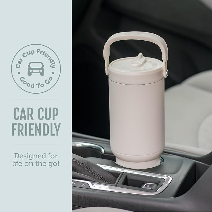 Ello Oasis Go+ 32oz Tumbler with Top Handle and Retracting Straw | Reusable Insulated Stainless Steel Cup, 100% Leakproof Water Bottle, 24 Hours Cold, Cup Holder Friendly For Travel | Salt Water - Image 4