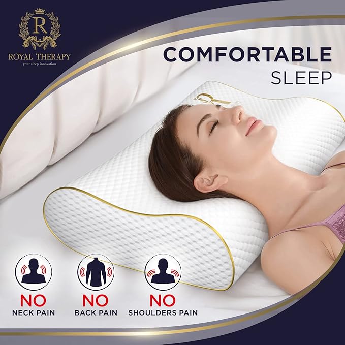 Royal Therapy 2-Pack Queen Memory Foam Pillow, Queen Contour Pillow, Orthopedic - Image 3
