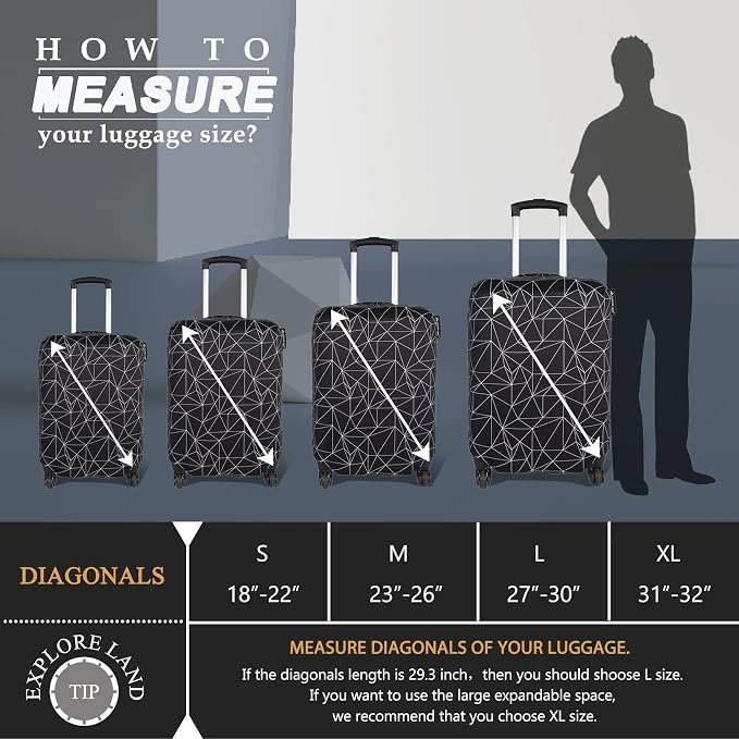 Explore Land Travel Luggage Cover Suitcase Protector Fits 23-26 Inch Case - Image 5