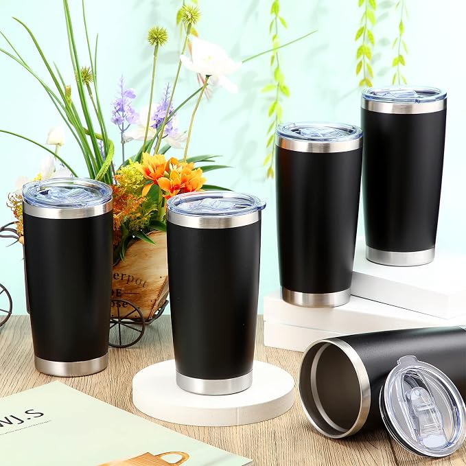 Sieral 36 Pack Stainless Steel Tumblers Bulk with Lids Double Wall Vacuum Insulated Coffee Cups Blank leakproof Powder Coated Tumblers for Engraving Wedding Graduation Party Favors(20 oz,Black) - Image 4