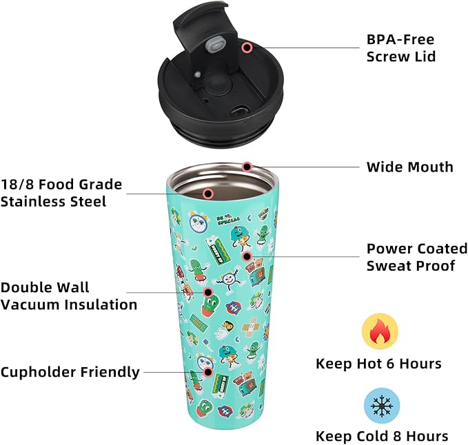 BJPKPK 26oz Stainless Steel Insulated Tumbler With lid And Straw Travel Coffee Thermal Tumblers Cup For Women And Men,Spring Party Green - Image 2