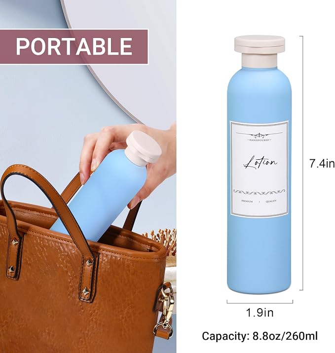 Travel Shampoo Bottle, Empty Plastic Squeeze Bottles 8.8oz - Image 2