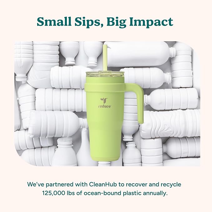 Reduce 24 oz Stainless Steel Tumbler with Handle - Dual-Wall Vacuum Insulated Travel Mug, Sweat-Proof Lid & Reusable Straw - Keeps Drinks Cold for 24 Hrs, Fits Cupholders, Dishwasher Safe -Pina Colada - Image 8