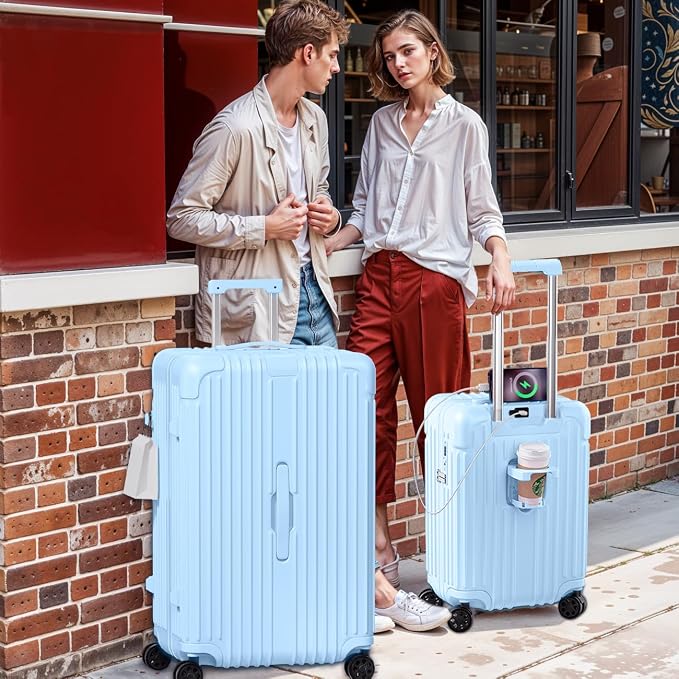 Krute Luggage with Spinner Double Wheels Suitcases with USB Port and Cup Holder - Image 8