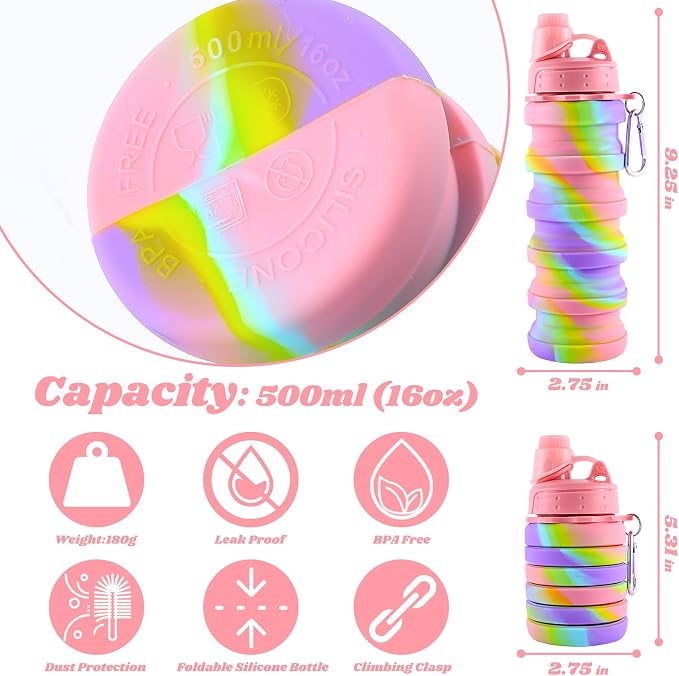 Collapsible Water Bottle for Adults, Reusable Silicone Foldable Water Bottles - Image 3