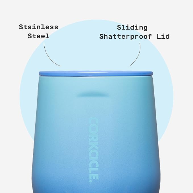 Corkcicle Classic Stemless Wine Tumbler - Keeps Drinks Cold for 6 Hours - Triple-Insulated Stainless Steel - Non-Slip Bottom - Summer Drinkware Gift - Keeps Drinks Ice Cold - 12 oz - Boom Box Blue - Image 5